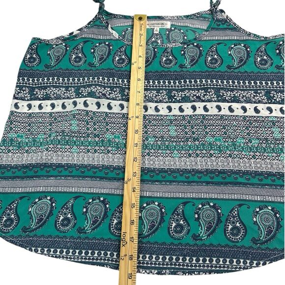 Cotton On Womens Singlet Top Sz L Speghetti Strap Crop Tank Blue Teal Paisley - Picture 5 of 6